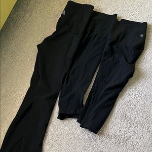 Bundle, two pairs Athleta short capris and one pair Reebok leggings